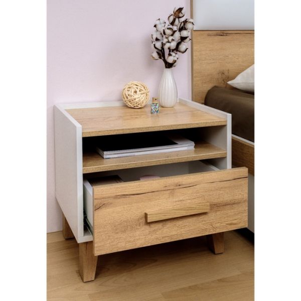 Тумба прикроватная «Айрис 41», 486 ? 358 ? 445 мм, цвет белый / дуб золотистый