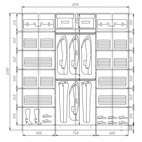 Шкаф-купе Хит-22-20/2-555, 2000x620x2200, Дуб сонома