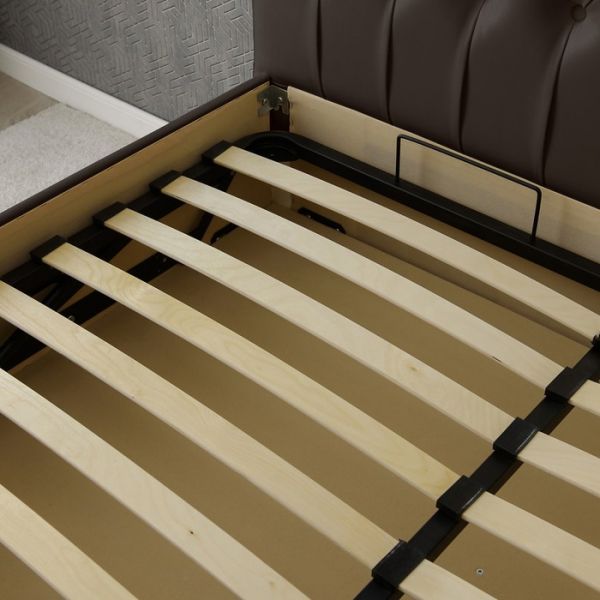 Кровать «Пальмира» с ПМ, 1600х2000, ортопедическое основание, экокожа, цвет коричневый