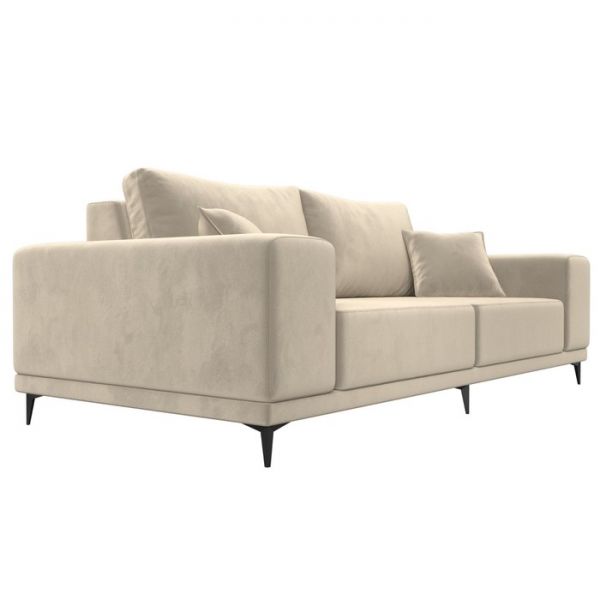 Прямой диван «Льюес», без механизма, микровельвет, цвет бежевый
