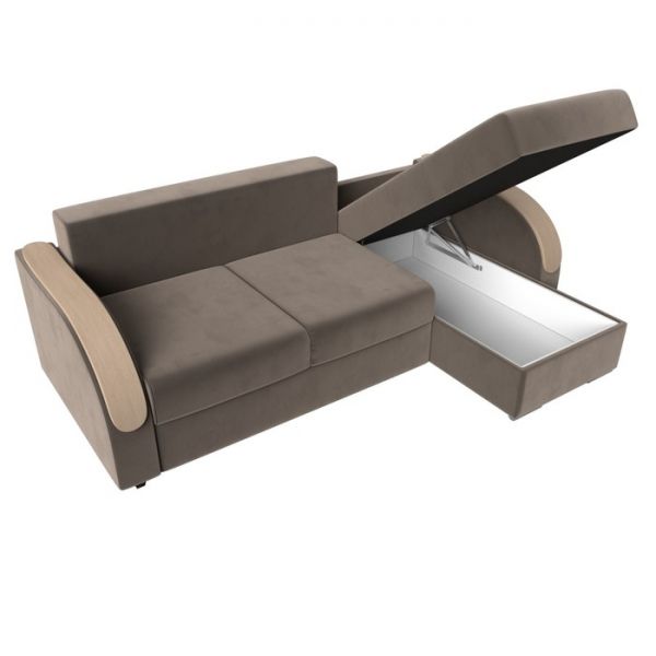 Угловой диван «Дарси», механизм еврокнижка, велюр, цвет бежевый