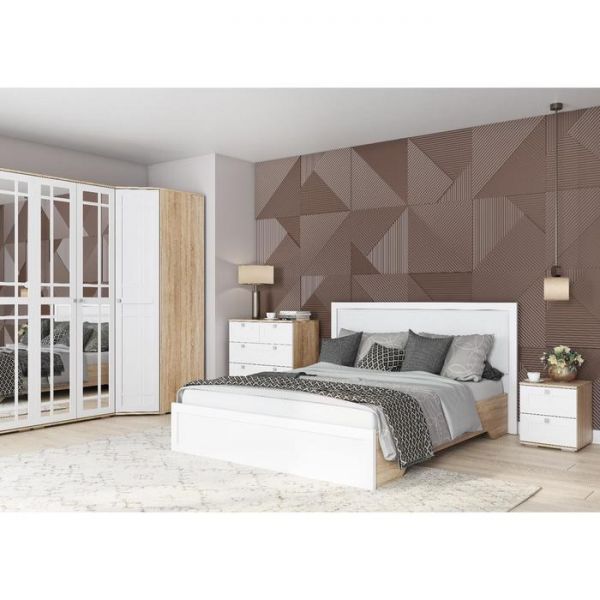 Пенал ПН-17 РИВЬЕРА Стекло/ДВП 400х420х2100 фасады ПВХ Белый/корпус Дуб Сонома