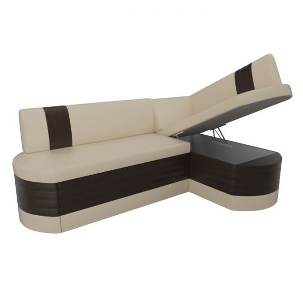 Кухонный угловой диван «Токио», механизм дельфин, экокожа, цвет чёрный / белый