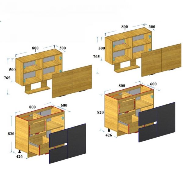 Кухонный гарнитур Диана 5 1600 МДФ,  Дуб золотистый/Софт графит