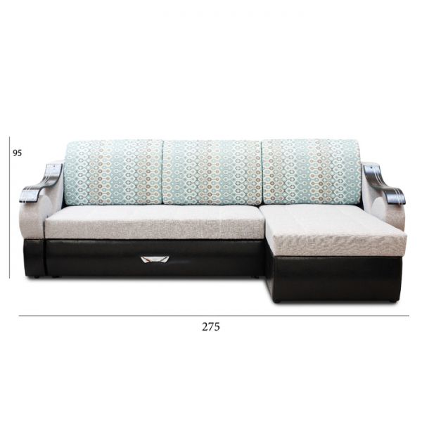 Диван «Дубаи 2» с оттоманкой, ППУ, правый угол, цвет монтана 273 / астор 900 / султан блю