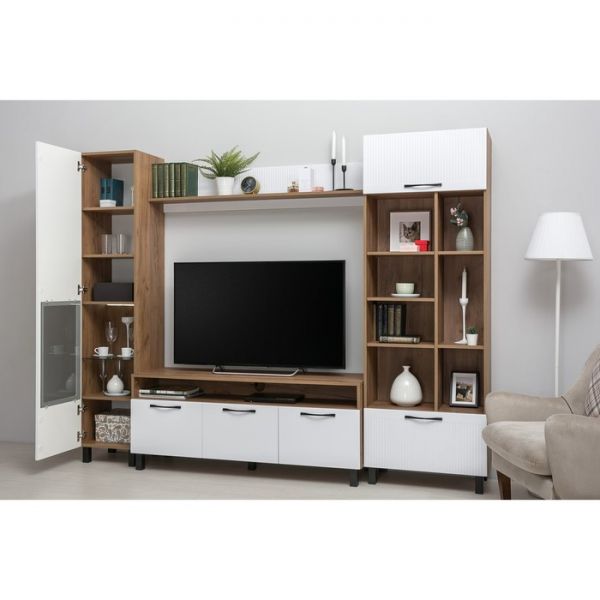 Пенал Манхеттен 13.30, 400х381х1900, Дуб крафт табачный/Белый глянец