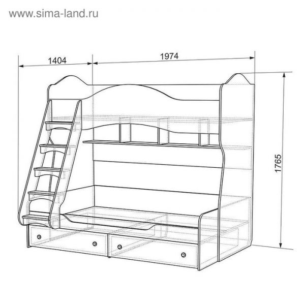 Кровать двухъярусная "Алиса", белый, крем