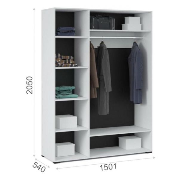 Шкаф 3-х дверный «Йорк», 1500*540*20501500 ? 540 ? 2050 мм, цвет белый / белый глянец