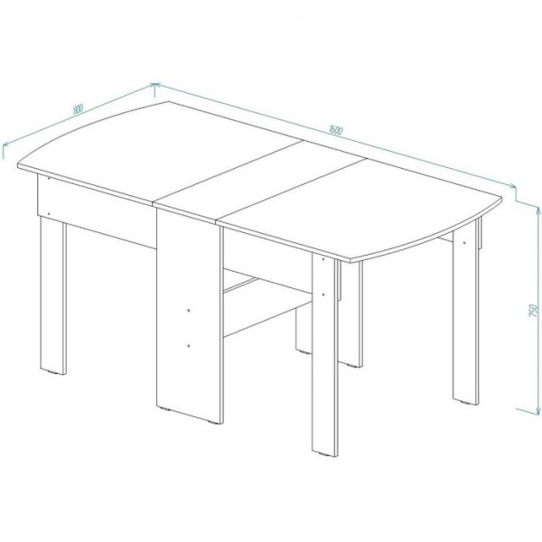 Стол книжка простая СТК-1 750х1600х800 Дуб выбеленный