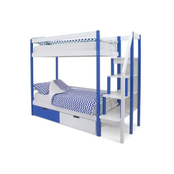 Детская двухъярусная кровать Бельмарко Svogen сине-белый