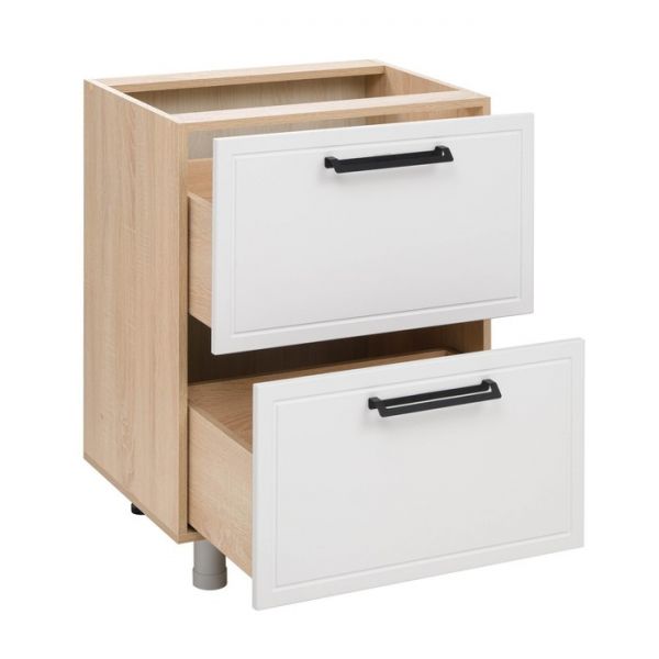 Шкаф наполный 2 ящ. Квадро 800х470х826 Дуб сонома/Нубук Милк