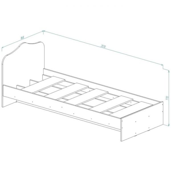 Кровать Кр-2, 800х2000, Дуб выбеленный/Венге