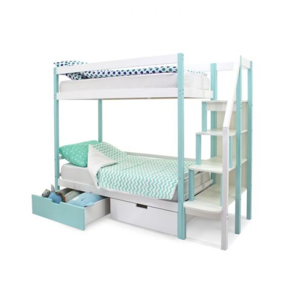 Детская двухъярусная кровать Бельмарко Svogen мятно-белый