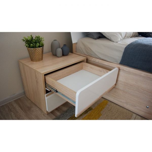 Тумба прикроватная «Дакота», 520 ? 408 ? 408 мм, цвет дуб сонома / белый глянец