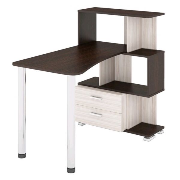 Стол-стеллаж «СЛ-5-3СТ-2» с ящиками, 3 этажный, 750 ? 1182 ? 1060 мм, венге/карамель/венге