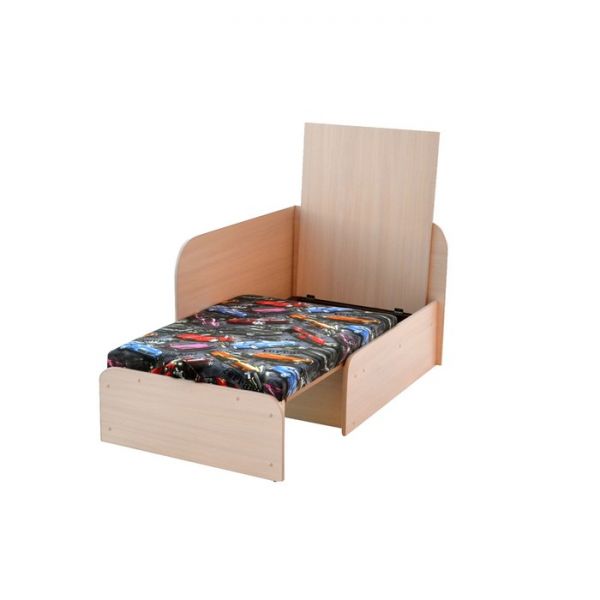 Тахта детская "Непал-Вырастайка", ткань Машинки/Молочный дуб (угол правый)