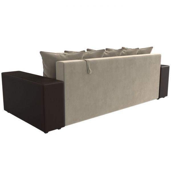 Диван прямой «Дубай», механизм еврокнижка, цвет серая рогожка / чёрная экокожа