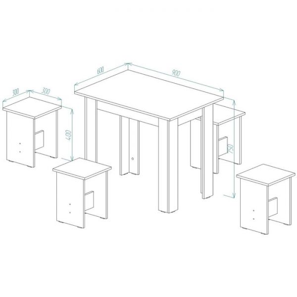 Обеденная группа ОГ-1 750х900х600 Дуб Сонома