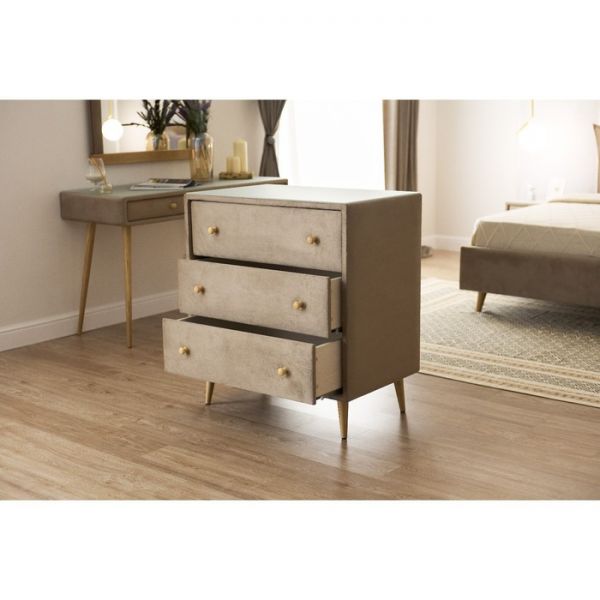 Комод «Олимпия», 3 ящика, стекло, велюр, цвет velutto 05