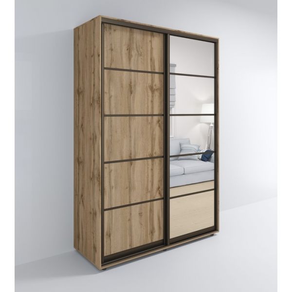 Шкаф-купе «Квадро Д», 1000 ? 600 ? 2310 мм, ЛДСП, зеркало, цвет дуб крафт
