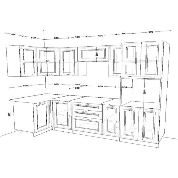 Кухонный гарнитур Гарнитур 9 Белый Вегас 1000х2500 Белый
