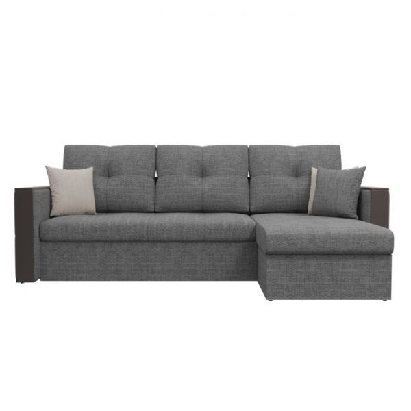 Угловой диван «Валенсия», механизм дельфин, рогожка, цвет серый
