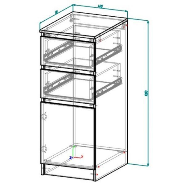 Тумба 3 Мадера, 400х520х1000, Белый