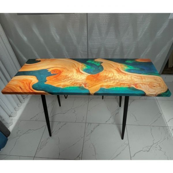 Обеденный стол «Конус 2», 1100(1500) ? 700 ? 750 мм, опора чёрная, цвет река