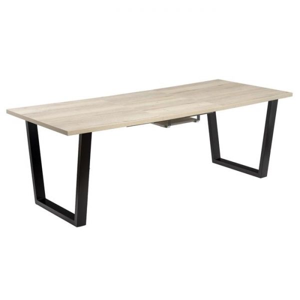 Стол АТЛАНТ-12 1300/1800*800х750 Галифакс белый/Опора АТЛАНТ-Черный матовый