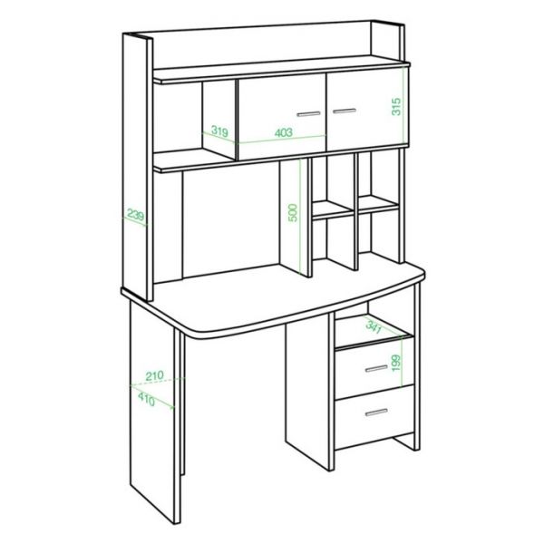Компьютерный стол, 1200 ? 690 ? 1785 мм, левый угол, цвет нельсон/белый