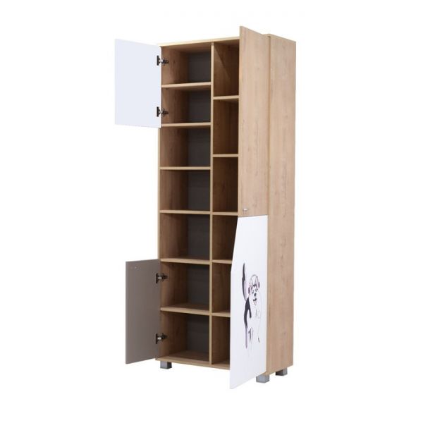 Стеллаж Хаски-4 стеллаж ирландский дуб/белый/мокко