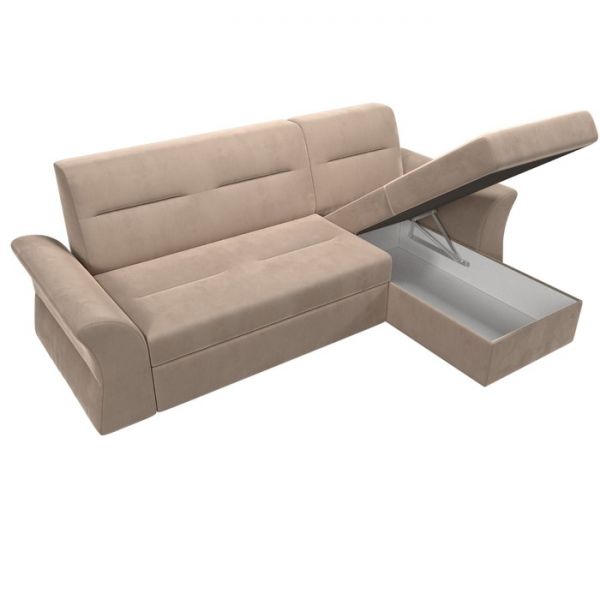 Угловой диван «Клайд», механизм дельфин, велюр, цвет бежевый