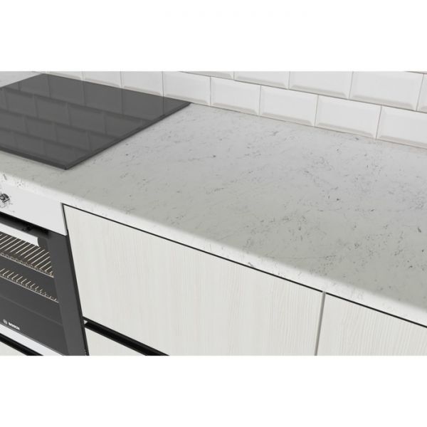 Кухонный гарнитур Оливия Экстра 3000х600 белый/мрамор марквина белый/бодега/лайм