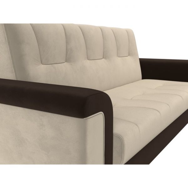 Прямой диван «Эллиот», механизм книжка, микровельвет, цвет бежевый / коричневый