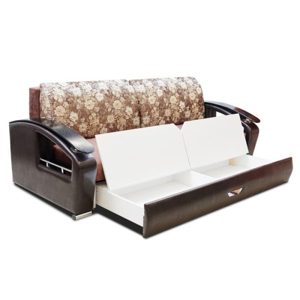 Диван прямой «Дубаи», ППУ, еврокнижка, цвет селфи 10 / скарлет браун / астор 536