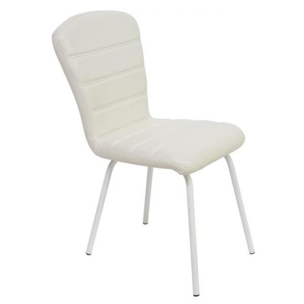 Стул «Хельга 1», каркас металл белый, кожзам милк