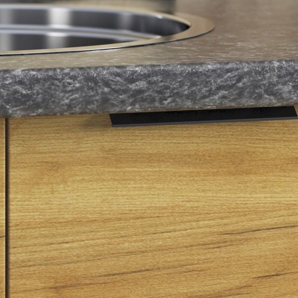 Кухонный гарнитур Стоун 2000х600 белый/камень темно-серый/акация светлая