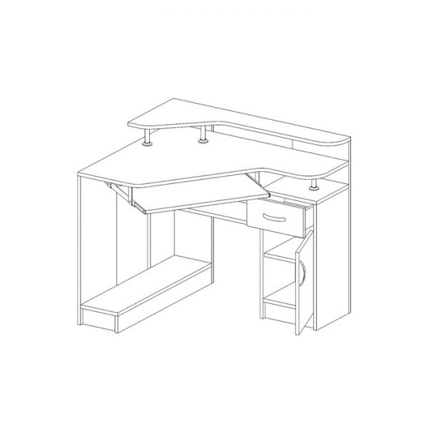 Стол компьютерный Интел-5 950х800х830 Ясень Шимо темный/светлый