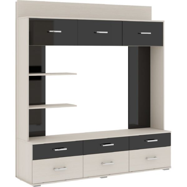 Шкаф для ТВА Сити 30 1950х1802х414 Сосна карелия /Черный Глянец