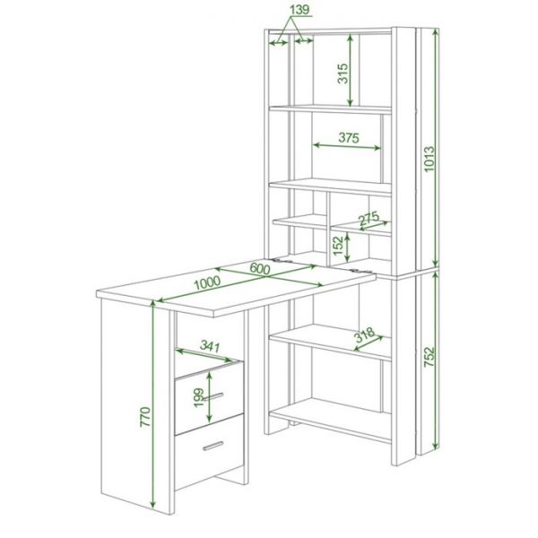 Компьютерный стол, 700 ? 1322 ? 1785 мм, цвет белый жемчуг