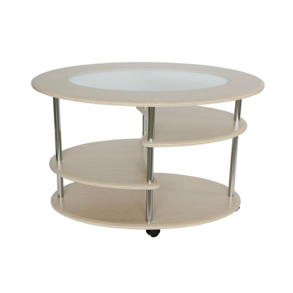 Стол журнальный «Эллипс», со стеклом сжс-01, 900 ? 600 ? 570 мм, цвет дуб белёный