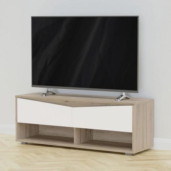 Тумба ТВ Смайл-2 1150х360х420 дуб крафт серый/белый