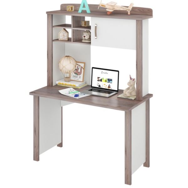 Стол СТД-115 с надстройкой НД-115, 1150 ? 640 ? 1680 мм, цвет нельсон / белый