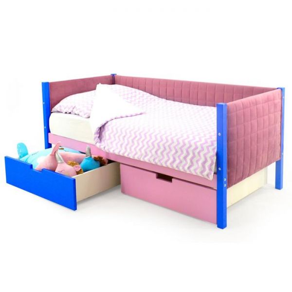 Детская кровать-тахта мягкая Svogen синий-лаванда