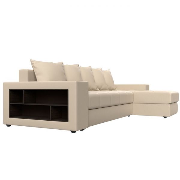 Угловой диван «Дубай», механизм еврокнижка, экокожа, цвет бежевый