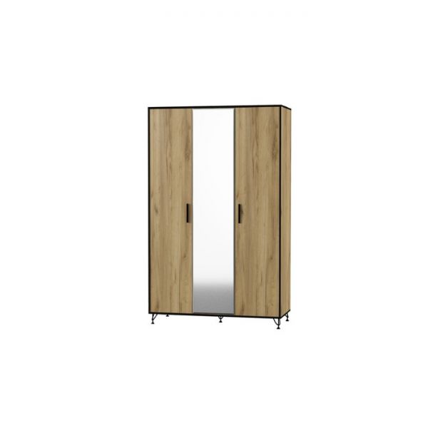 Шкаф 3-х створчатый Лофт 1300х550х2100 крафт золотой