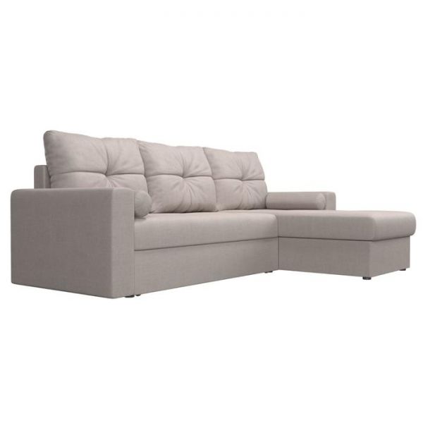 Угловой диван «Верона», механизм дельфин, рогожка, правый угол, цвет бежевый