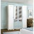 Шкаф 4-х дверный «Венеция 4» с 2-мя зеркалами, цвет белый / арктик матовый / деним матовый