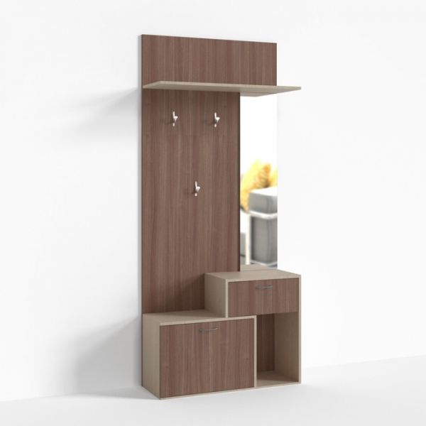 Тумба ПР-Т-1-5, 900х330х2100 мм, 1 ящик, зеркало справа, ясень шимо св, ясень шимо тем