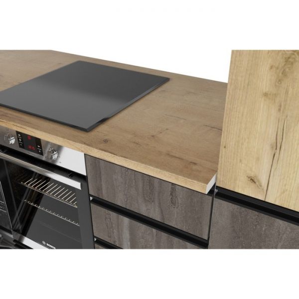 Кухонный гарнитур Сапфир 2 Экстра 3000х600 белый/дуб бунратти/дуб золотой/бетон темный